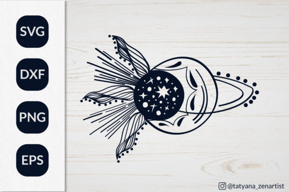 Crescent Moon Stars Svg, Planet Cut File