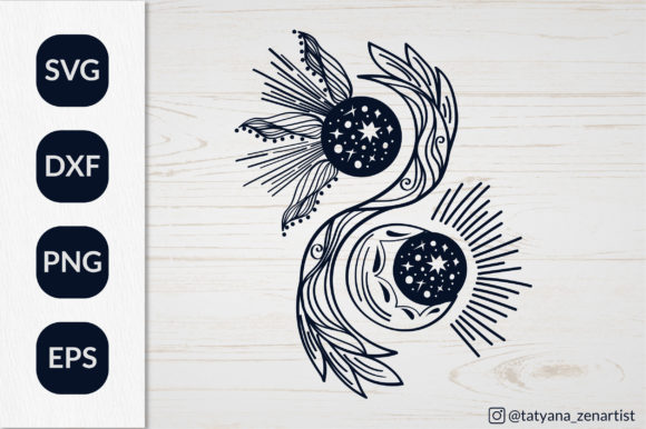 Magic Crescent Moon, Sun Svg, Yin Yang: A Balanced Embroidery Design for Real Projects